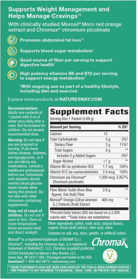 <{%360IMAGE5_14984%}>Nature's Way® | Weight Manager Drink Mix - back of pack