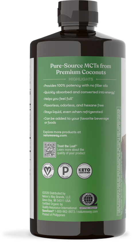 <{%360IMAGE2_11772%}>Nature's Way® | Organic MCT Oil - left side of pack