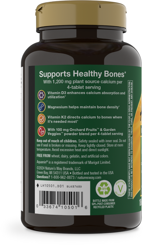 <{%360IMAGE6_10501%}>Nature's Way® | Alive! Calcium Bone Support - left side of pack