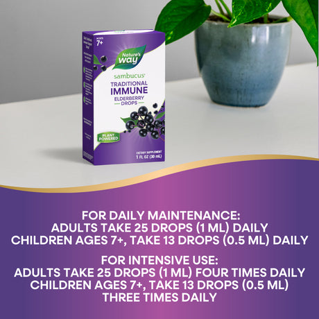 <{%DETAIL2_10493%}>Nature's Way® | Sambucus Traditional Immune Elderberry Drops - product recommendations