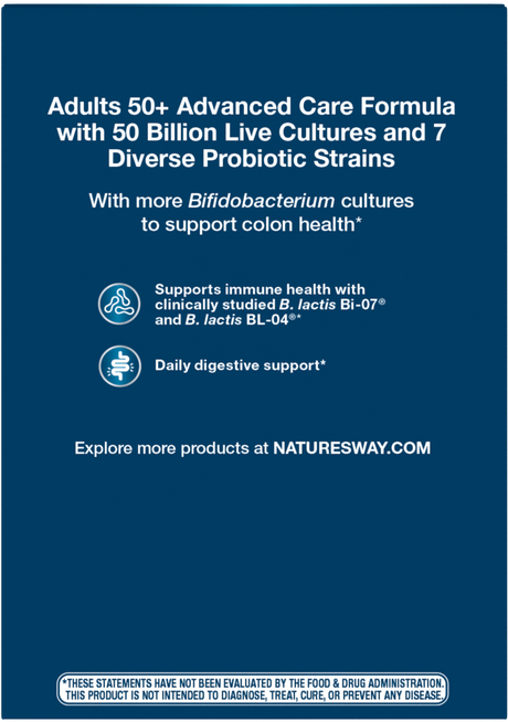<{%360IMAGE2_10762%}>Nature's Way® | Fortify Optima Adult 50+ 50 Billion Probiotic - back of pack