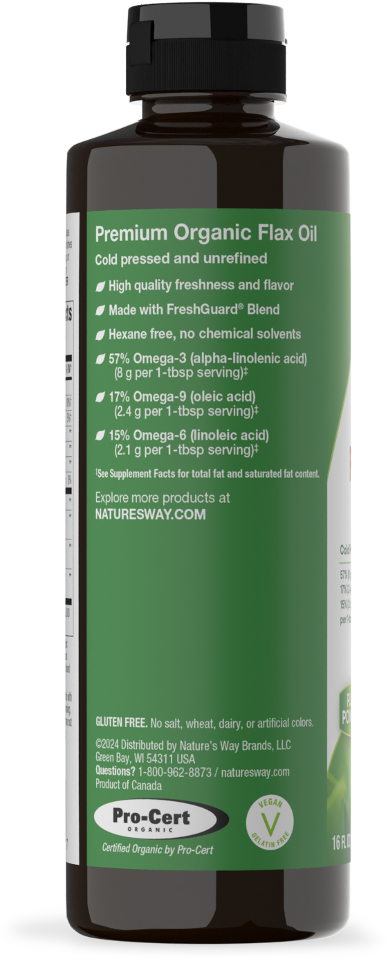 <{%360IMAGE2_15426%}>Nature's Way® | Organic Flax Oil - left side of pack