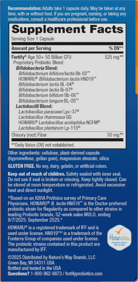 <{%360IMAGE1_11582%}>Nature's Way® | Fortify Daily Pre+Probiotic Age 50+ - right side of pack