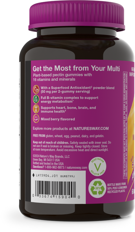 <{%360IMAGE8_15904%}>Nature's Way® | Alive! Women's 50+ Gummy Multivitamin - left side of pack