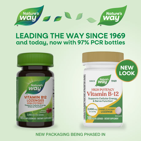 <{%MAIN1_40440%}>Nature's Way® | Vitamin B12 Lozenges High Potency - package updates old to new