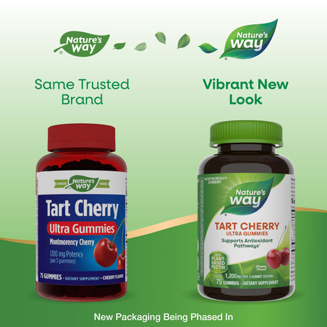 <{%MAIN1_10809%}>Nature's Way® | Tart Cherry Ultra Gummies - package updates old to new