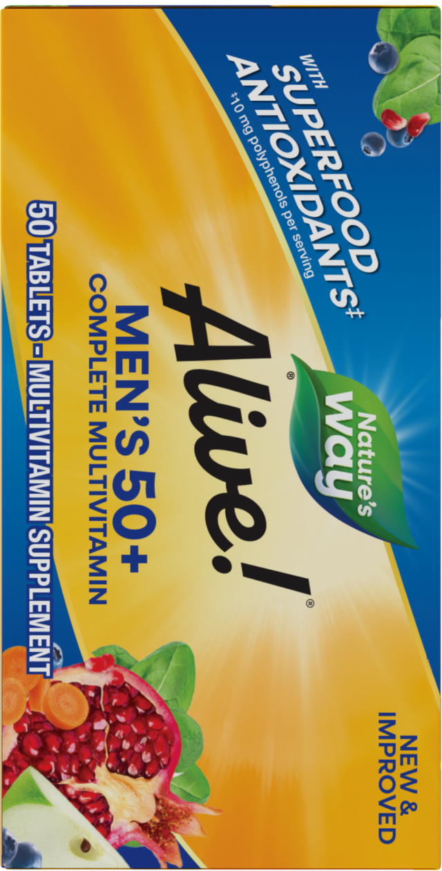 <{%360IMAGE3_13661%}>Nature's Way® | Alive! Men's 50+ Complete Multivitamin - left side of pack