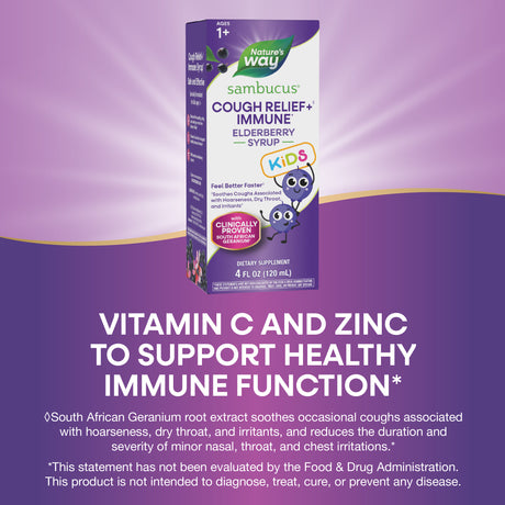 <{%MAIN3_13671%}>Nature's Way® | Sambucus Kids Cough Relief +♢ Immune* Elderberry Syrup