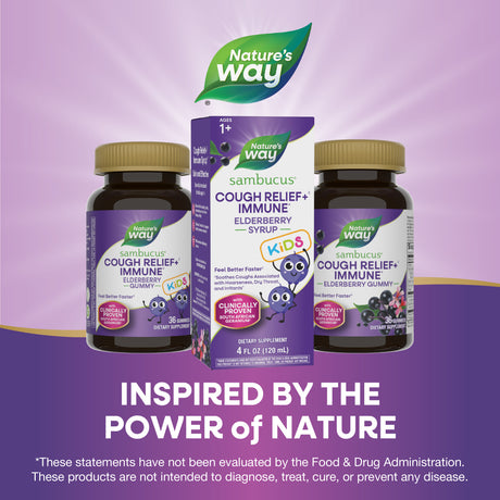 <{%MAIN5_13671%}>Nature's Way® | Sambucus Kids Cough Relief +♢ Immune* Elderberry Syrup