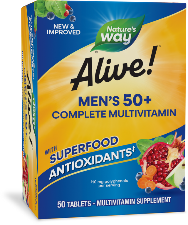<{%PRIMARY_13661%}>Nature's Way® | Alive! Men's 50+ Complete Multivitamin, 50 tablets