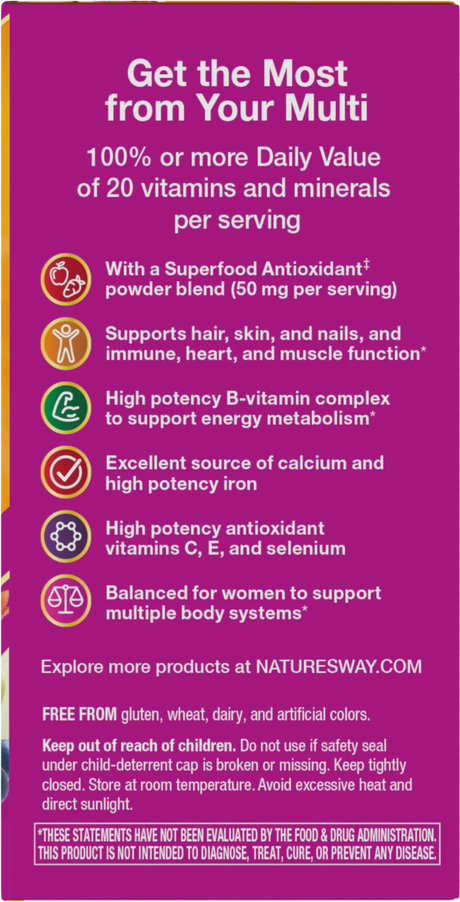 <{%360IMAGE5_13663%}>Nature's Way® | Alive! Women's Complete Multivitamin - right side of pack