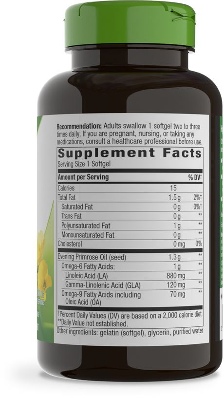 <{%360IMAGE1_15418%}>Nature's Way® | Evening Primrose Cold-Pressed Oil - right side of pack