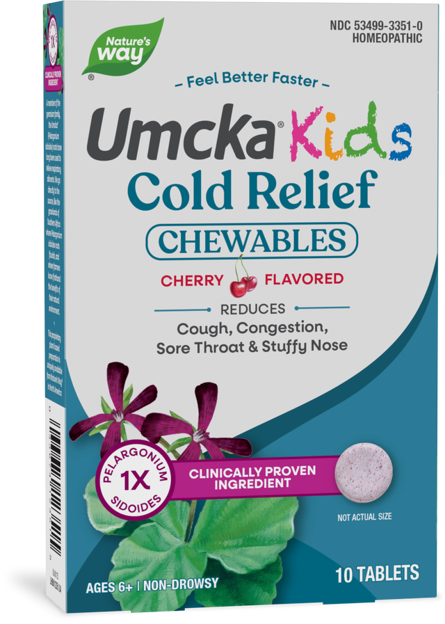 <{%PRIMARY_12351%}>Nature's Way® | Umcka Kids Cold Relief Chewables, 10 chewables, Cherry
