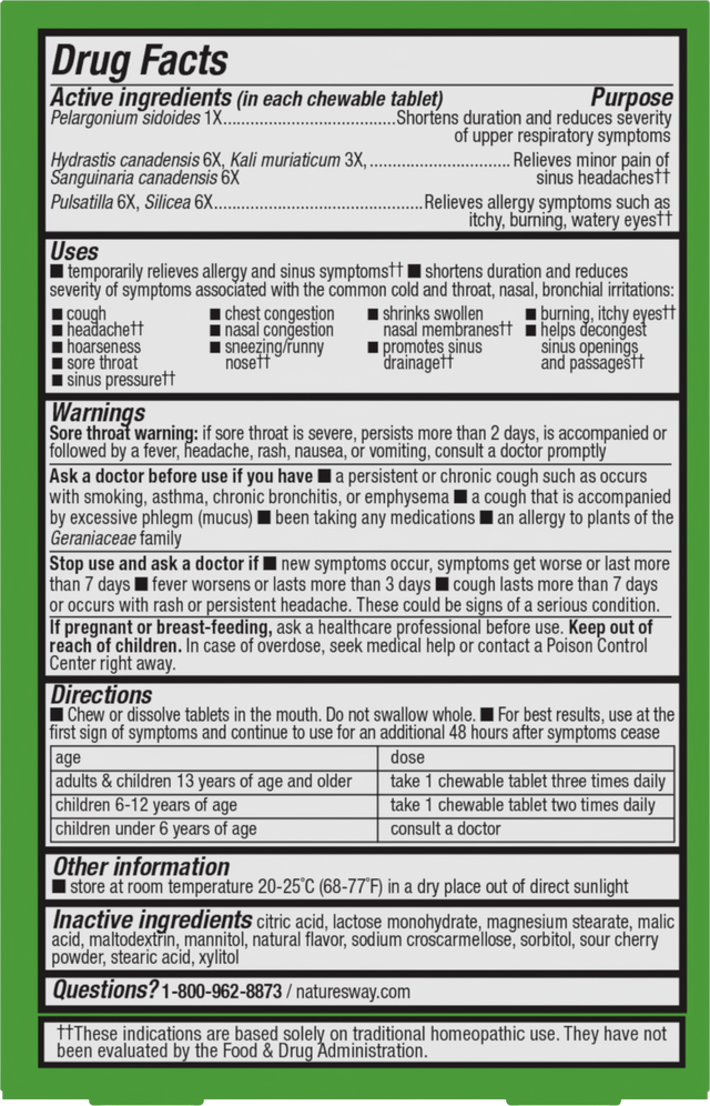 <{%360IMAGE1_12194%}>Nature's Way® | Umcka Allergy & Sinus Relief Chewables - back of pack