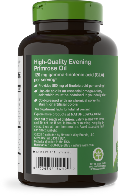 <{%360IMAGE5_15419%}>Nature's Way® | Evening Primrose Cold-Pressed Oil - left side of pack