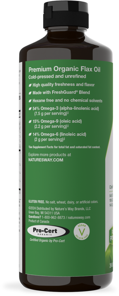 <{%360IMAGE5_15429%}>Nature's Way® | Organic Flax Oil Super Lignan - left side of pack
