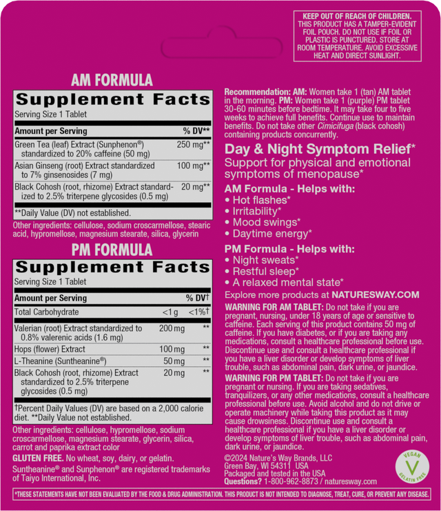 <{%360IMAGE1_07206%}>Nature's Way® | AM/PM Menopause Formula - back of pack