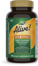 <{%PRIMARY_15709%}>Nature's Way® | Alive! Max6 Potency Adult Complete Multivitamin-No Added Iron, 180 capsules