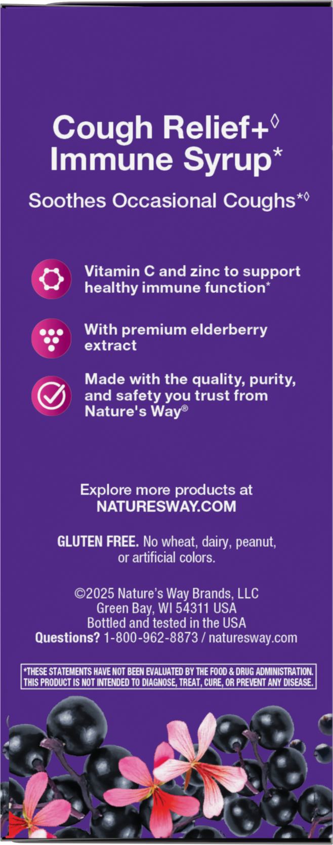 <{%360IMAGE3_13673%}>Nature's Way® | Sambucus Cough Relief +♢ Immune* Elderberry Syrup - left side of pack
