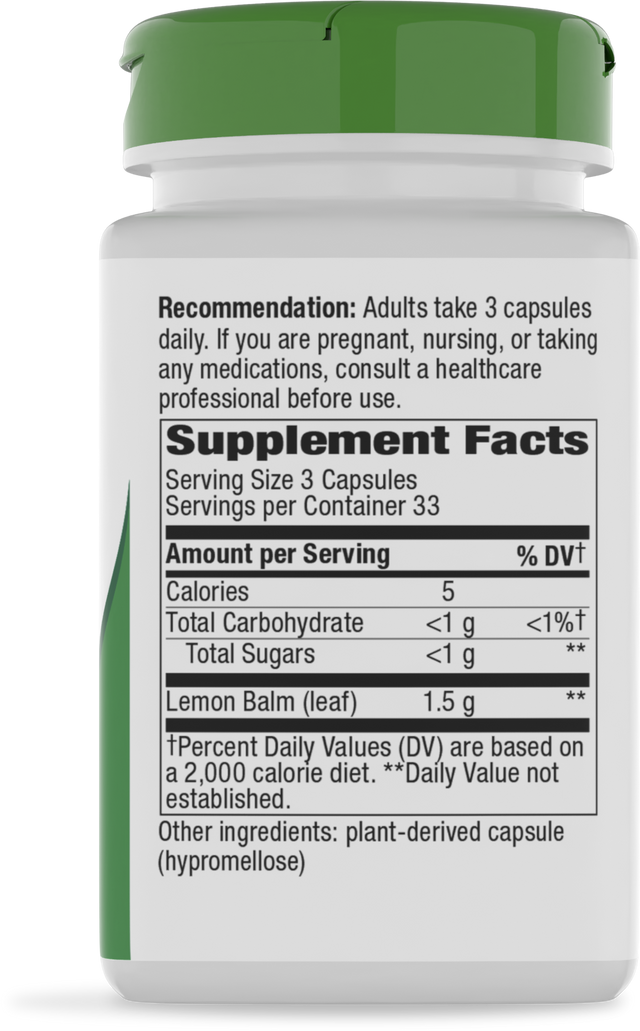 <{%360IMAGE1_14650%}>Nature's Way® | Melissa-Lemon Balm Leaf - right side of pack