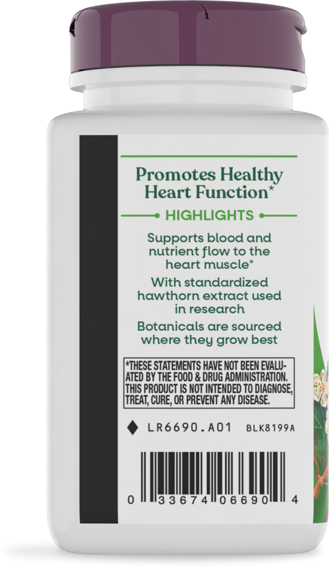 <{%360IMAGE2_6690%}>Nature's Way® | HeartCare Hawthorn Standardized Extract - left side of pack