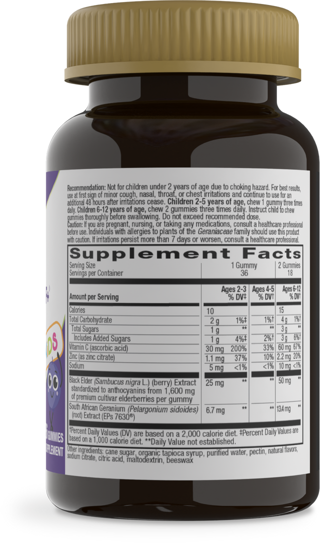 <{%360IMAGE1_13676%}>Nature's Way® | Sambucus Kids Cough Relief +♢ Immune* Elderberry Gummies - right side of pack