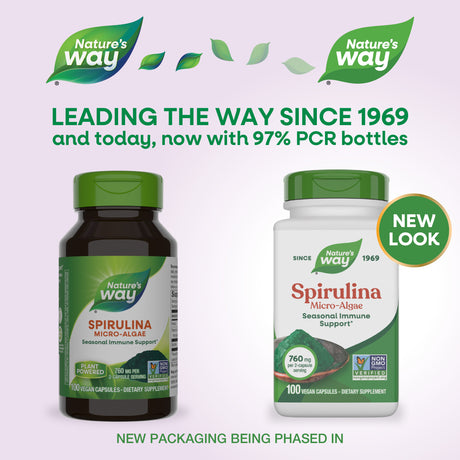 <{%MAIN1_17200%}>Nature's Way® | Spirulina Micro-Algae - package updates old to new