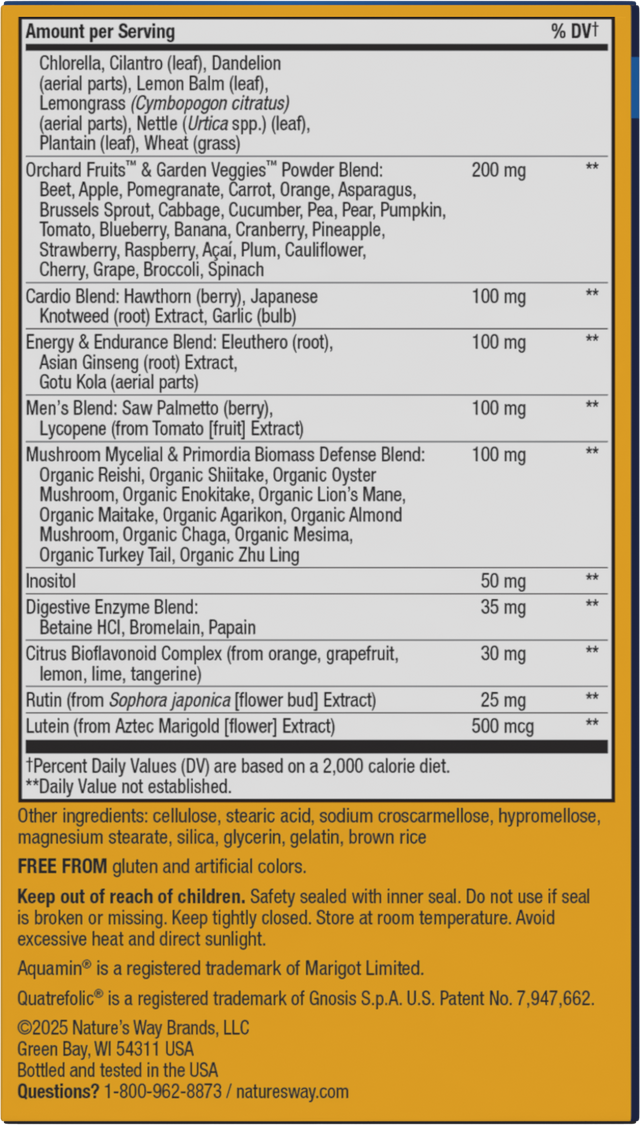 <{%360IMAGE2_15542%}>Nature's Way® | Alive! Max3 Potency Men's Complete Multivitamin Tablets - back of pack