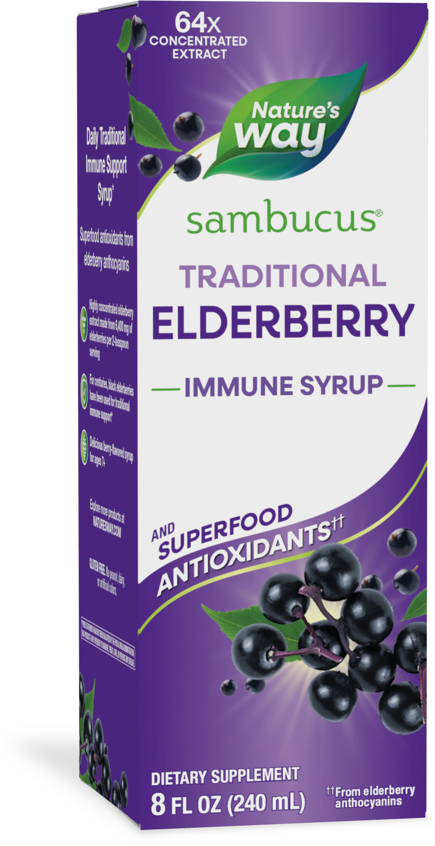 <{%PRIMARY_15332%}>Nature's Way® | Sambucus Traditional Elderberry Immune Syrup, 8 fl oz (240 ml), Elderberry