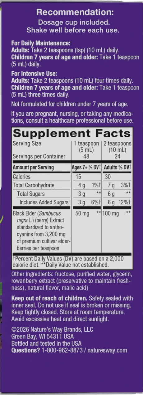 <{%360IMAGE1_15332%}>Nature's Way® | Sambucus Traditional Elderberry Immune Syrup - right side of pack