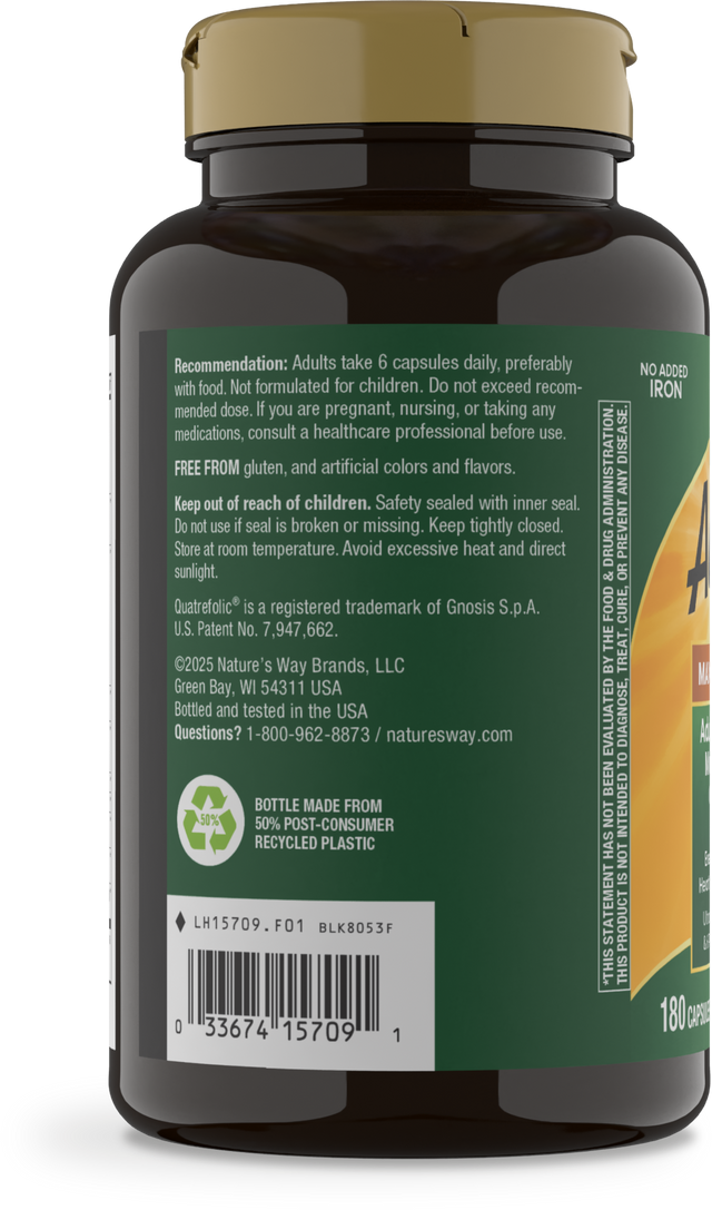 <{%360IMAGE6_15709%}>Nature's Way® | Alive! Max6 Potency Adult Complete Multivitamin-No Added Iron - left side of pack