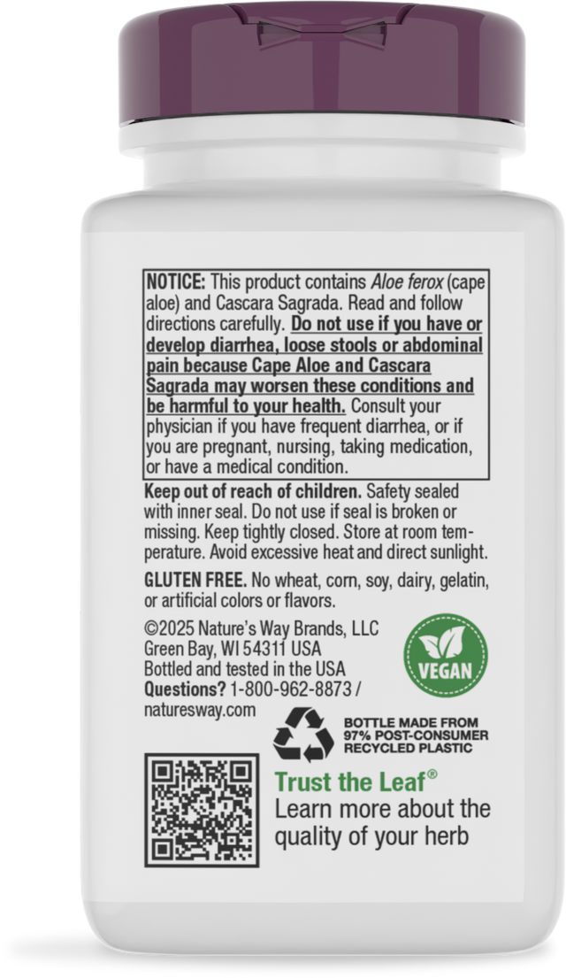 <{%360IMAGE3_142%}>Nature's Way® | Aloe MAXLAX Premium Blend - back of pack