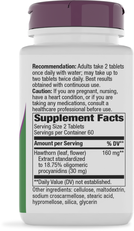 <{%360IMAGE1_6690%}>Nature's Way® | HeartCare Hawthorn Standardized Extract - right side of pack