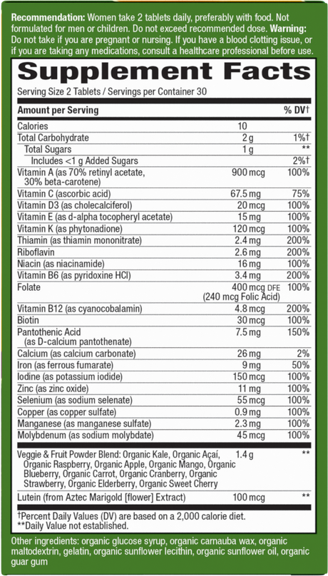 <{%360IMAGE1_12111%}>Nature's Way® | Alive! Women's Garden Goodness Complete Multivitamin - right side of pack