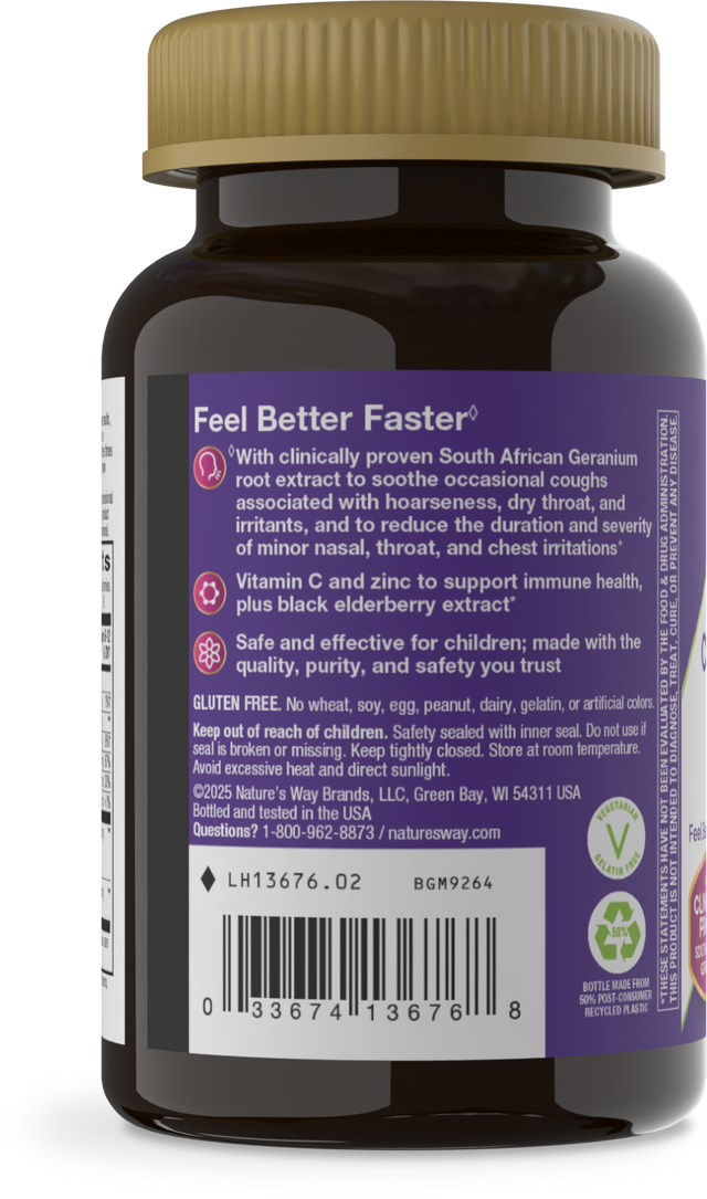 <{%360IMAGE2_13676%}>Nature's Way® | Sambucus Kids Cough Relief +♢ Immune* Elderberry Gummies - left side of pack