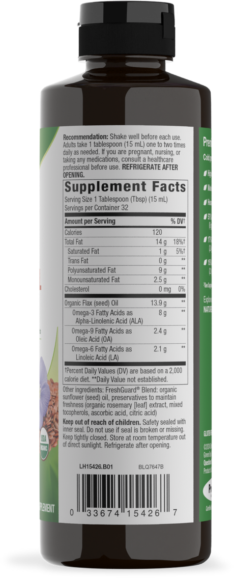 <{%360IMAGE1_15426%}>Nature's Way® | Organic Flax Oil - right side of pack