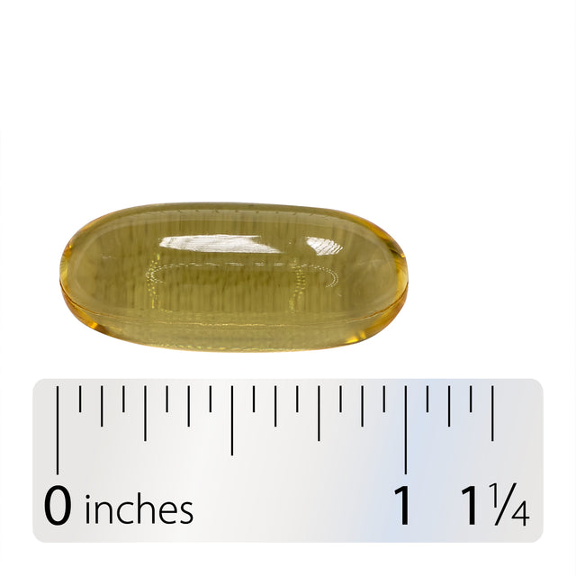 <{%360IMAGE3_15418%}>Nature's Way® | Evening Primrose Cold-Pressed Oil - Softgel and ruler