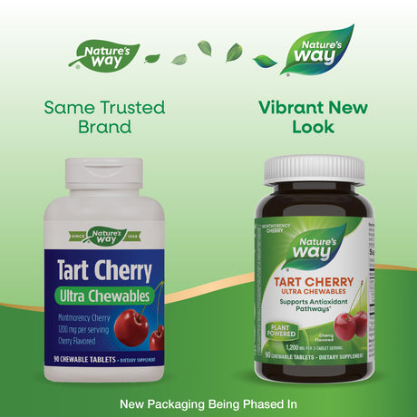 <{%MAIN1_15831%}>Nature's Way® | Tart Cherry Ultra Chewables - package updates old to new
