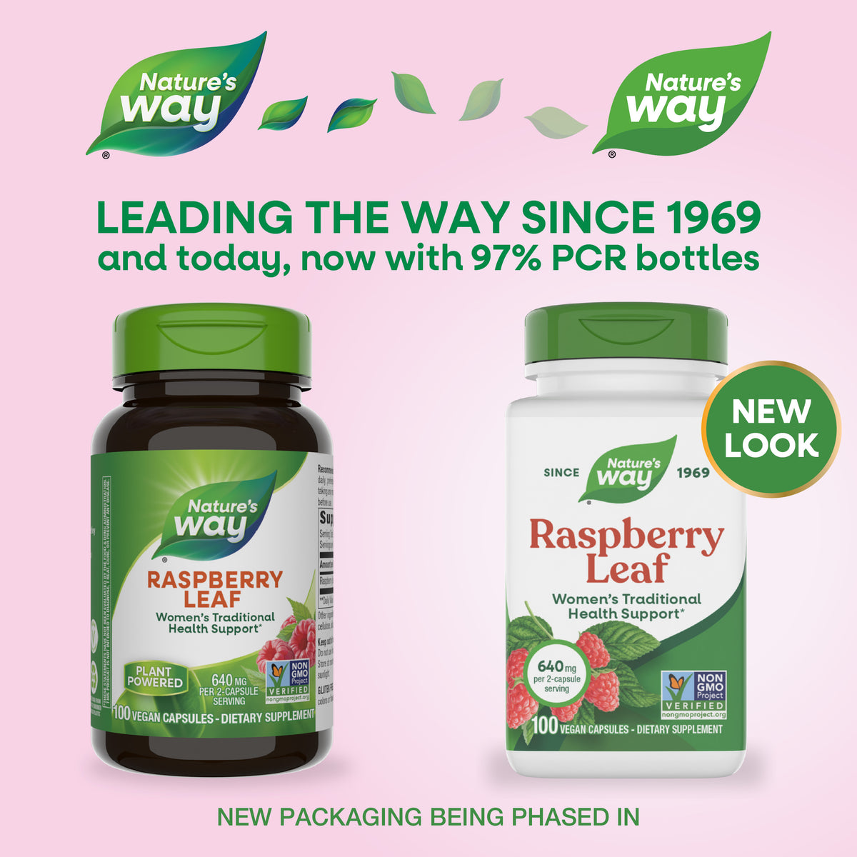<{%MAIN1_16100%}>Nature's Way® | Raspberry Leaf - package updates old to new