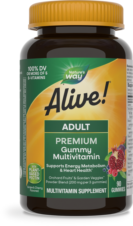 <{%PRIMARY_15817%}>Nature's Way® | Alive! Adult Premium Gummy Multivitamin, 90 gummies, Cherry & Grape