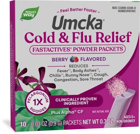 <{%PRIMARY_15349%}>Nature's Way® | Umcka Cold&Flu Relief FastActives, 10 powder packets, Berry
