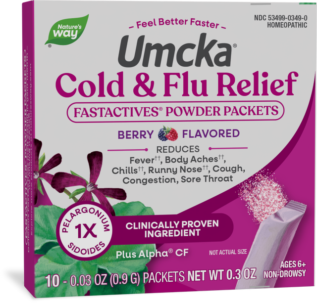 <{%PRIMARY_15349%}>Nature's Way® | Umcka Cold&Flu Relief FastActives, 10 powder packets, Berry