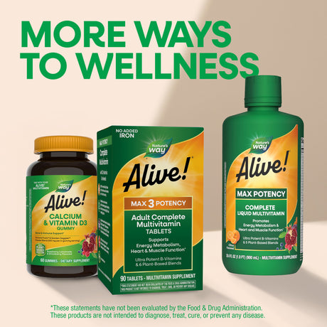 <{%MAIN6_14932%}>Nature's Way® | Alive! Max3 Potency Adult Complete Multivitamin-No Added Iron