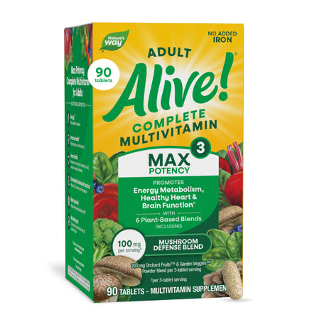 <{%MAIN15_14931%}>Nature's Way® | Alive! Max3 Potency Adult Complete Multivitamin-No Added Iron