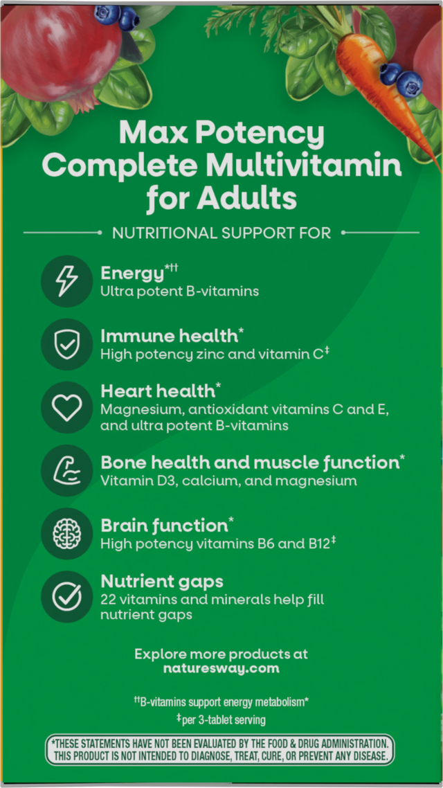 <{%360IMAGE6_14931%}>Nature's Way® | Alive! Max3 Potency Adult Complete Multivitamin-No Added Iron - left side of pack