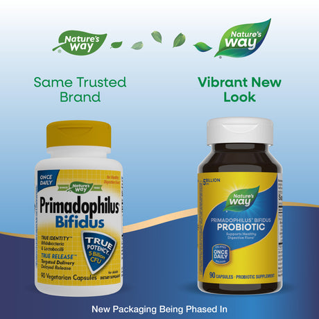 <{%MAIN7_6860%}>Nature's Way® | Primadophilus Bifidus Probiotic - package updates old to new