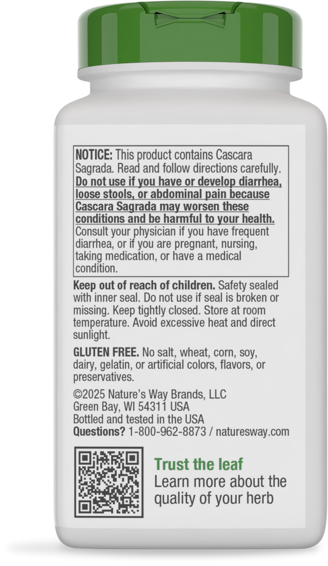 Nature's Way® | Cascara Sagrada - back of pack