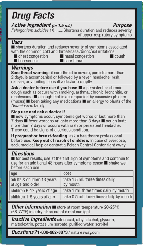 Nature's Way® | Umcka Cold Relief Drops - back of pack