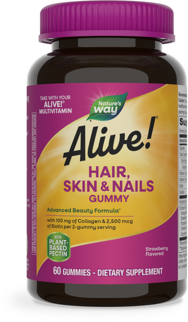 Nature's Way® | Alive! Hair, Skin & Nails Gummies, 60 gummies, Strawberry