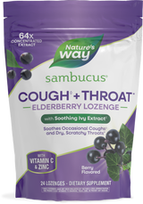 Nature's Way® | Sambucus Cough◊ + Throat* Elderberry Lozenge, 24 lozenges, Berry